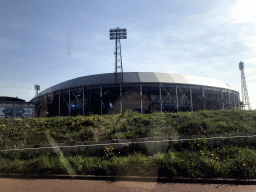 The Feijenoord Stadium, viewed from the car on the Stadionweg road