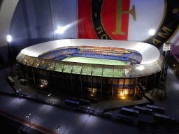 Scale model of `De Kuip`, the stadium of Feyenoord Rotterdam, at Miniworld Rotterdam, in the dark