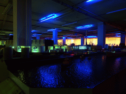 The Petroleum Harbour area at Miniworld Rotterdam, in the dark