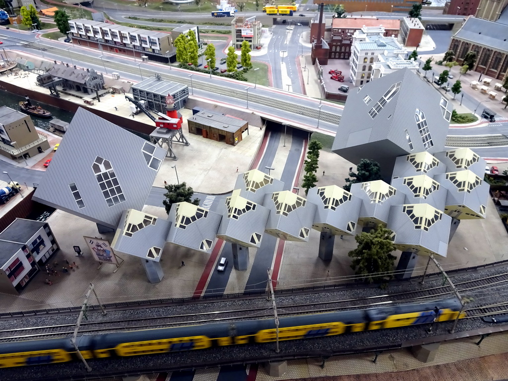 Scale model of the Kubuswoningen buildings at Miniworld Rotterdam