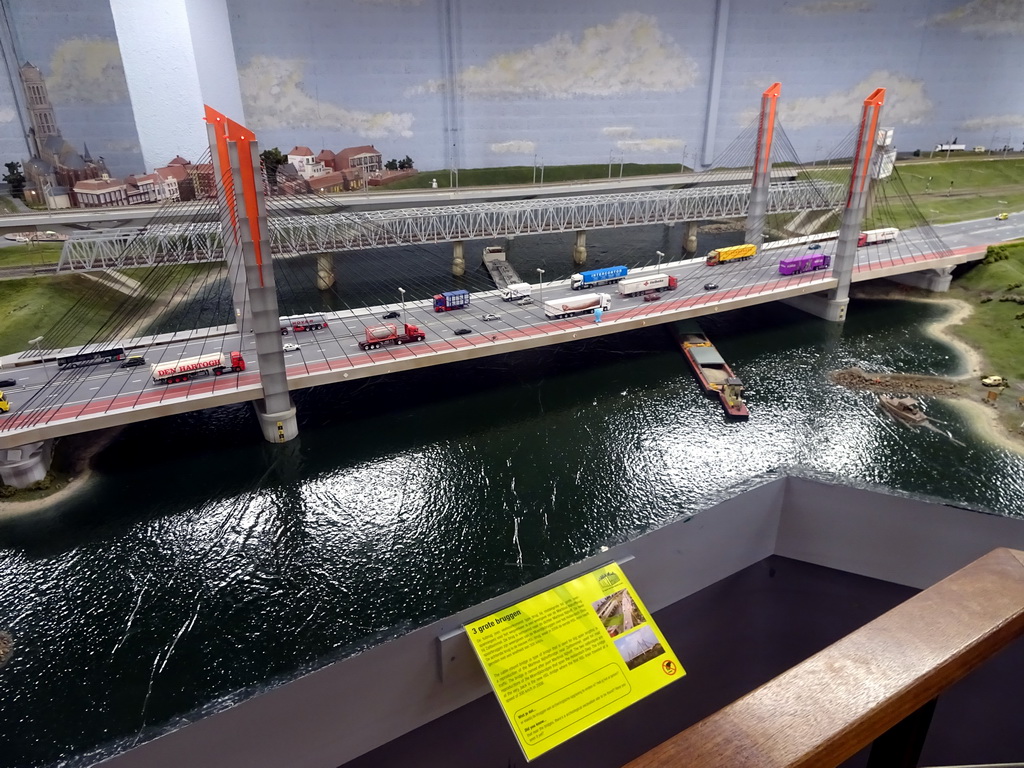 The Three Large Bridges area at Miniworld Rotterdam, with explanation