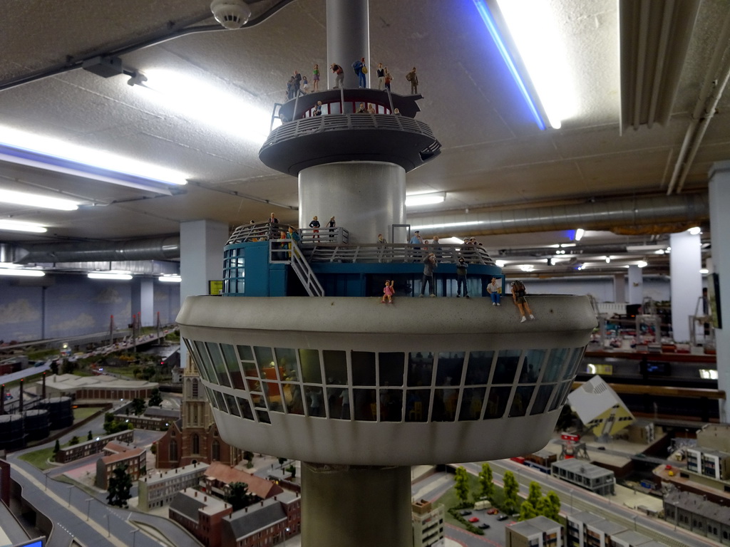 Scale model of the Euromast tower at Miniworld Rotterdam