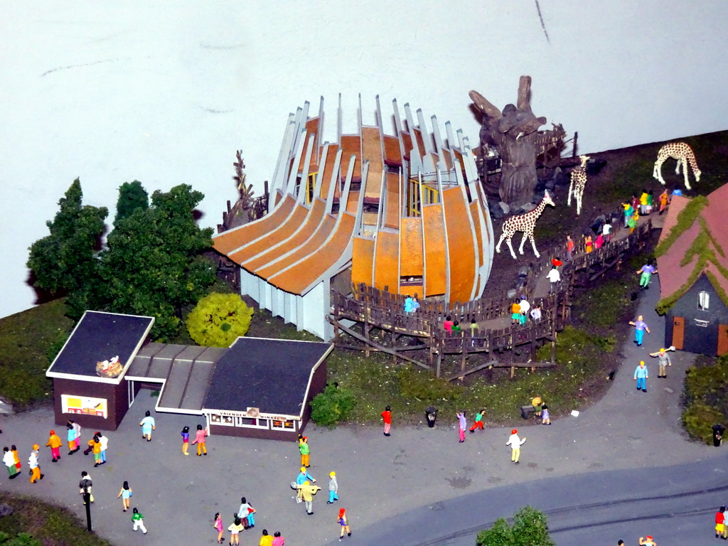 Scale model of the Giraffe enclosure at the Diergaarde Blijdorp zoo at Miniworld Rotterdam