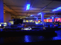 The Petroleum Harbour area at Miniworld Rotterdam, in the dark