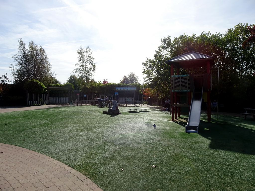 The playground in front of the theatre of the Vrije Vlucht Voorstelling at the South America area at the Diergaarde Blijdorp zoo