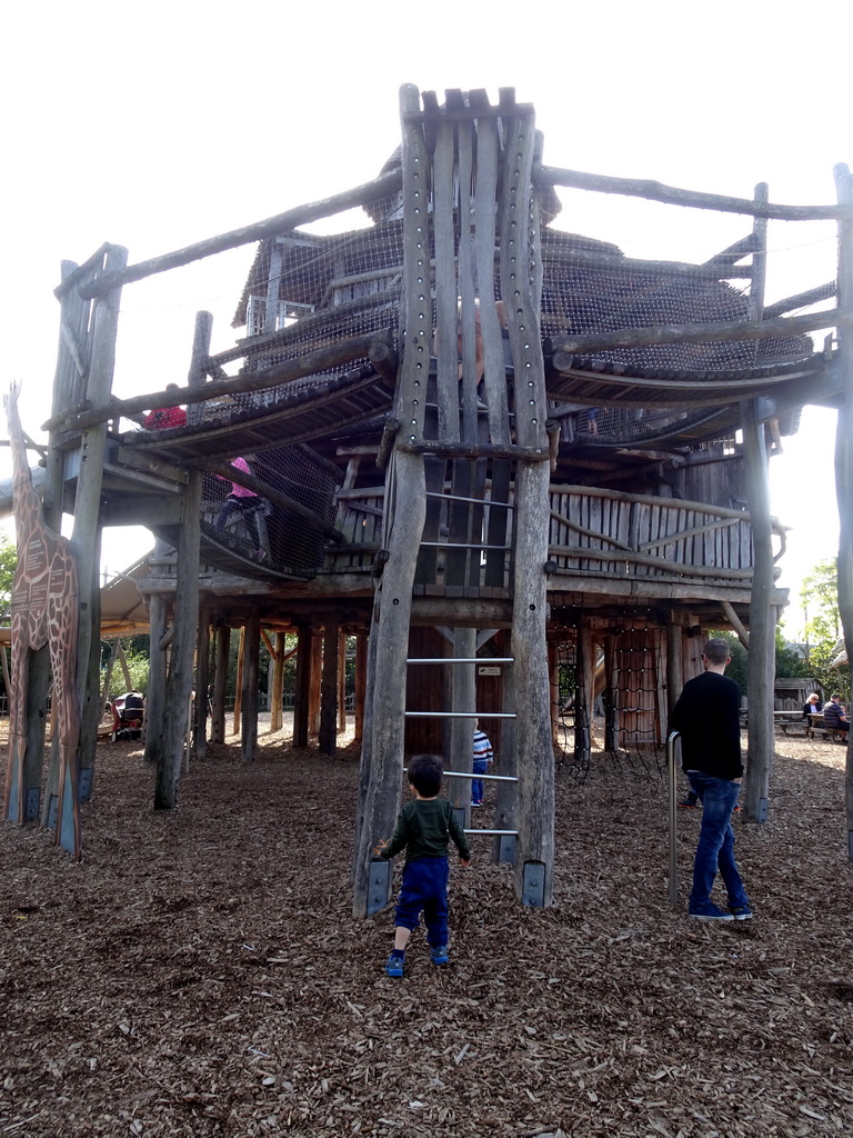 Max at the playground at the Oewanja Lodge at the Africa area at the Diergaarde Blijdorp zoo