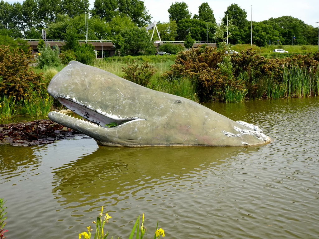 Whale statue at the entrance to the Diergaarde Blijdorp zoo at the Blijdorplaan street