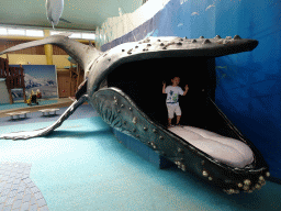 Max in a Whale statue at the Biotopia playground in the Rivièrahal building at the Africa area at the Diergaarde Blijdorp zoo