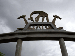 Giraffe relief above a gate near the Poort van Azië restaurant at the Asia area at the Diergaarde Blijdorp zoo