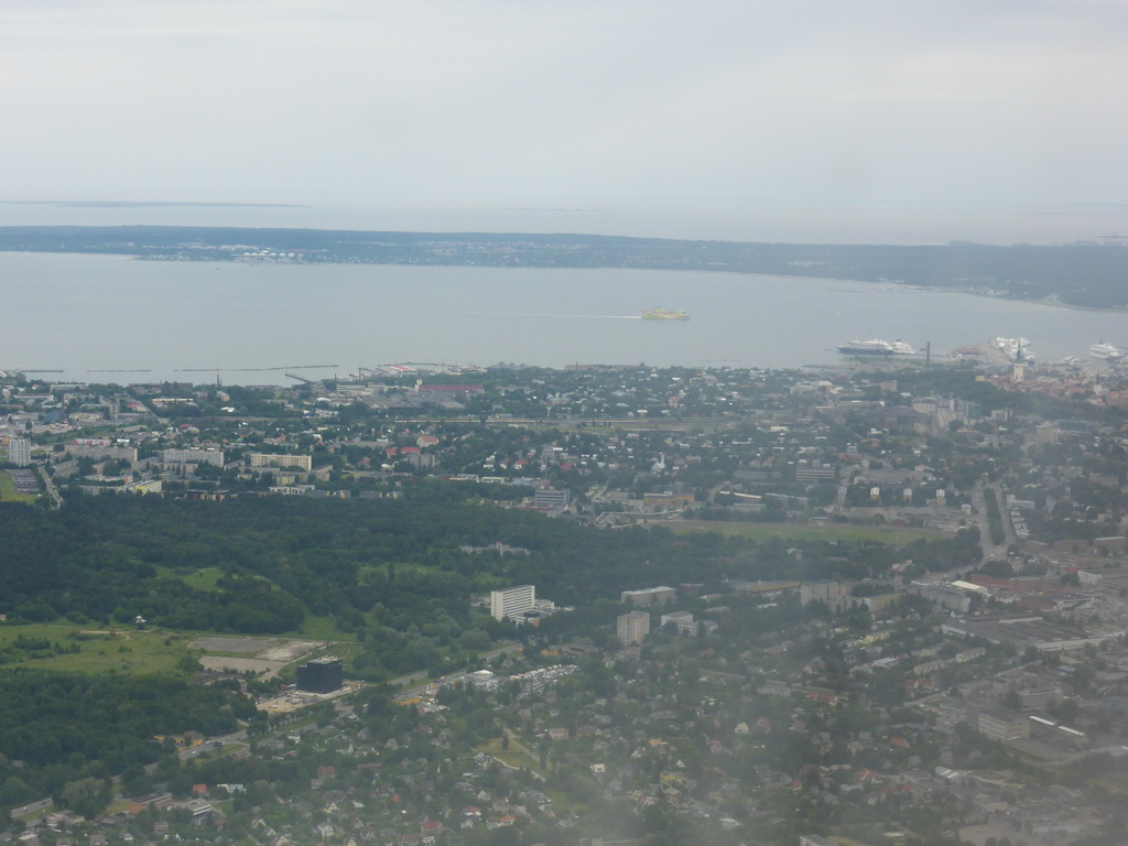 View on the city of Tallinn, from the plane from Amsterdam to Tallinn