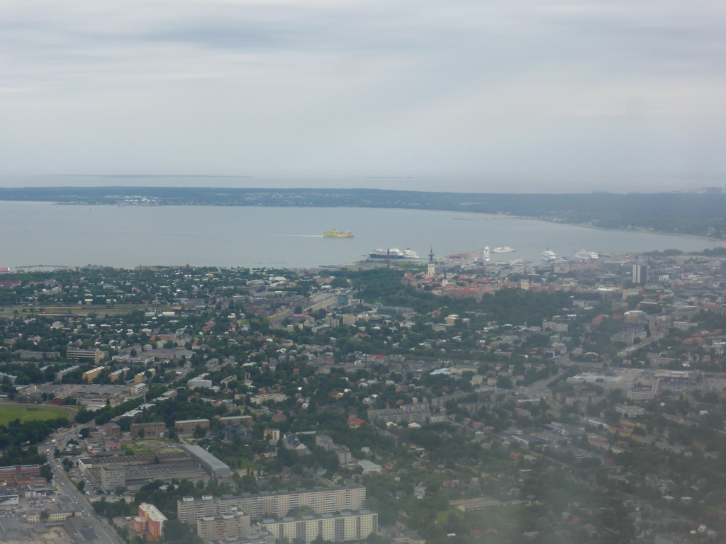 View on the city of Tallinn, from the plane from Amsterdam to Tallinn