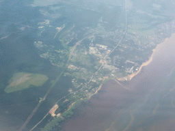 View on the town of Lebyazhye at the west side of Saint Petersburg, from the plane from Tallinn