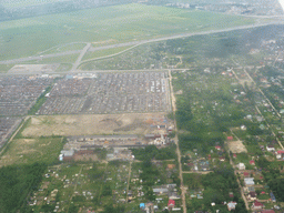 View on parking lots near Pulkovo Airport, from the plane from Tallinn
