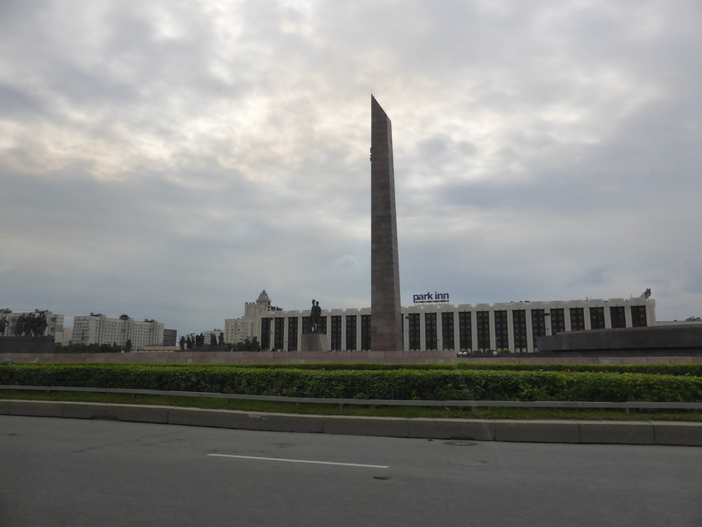 Victory Square, viewed from the taxi from the airport to the city center