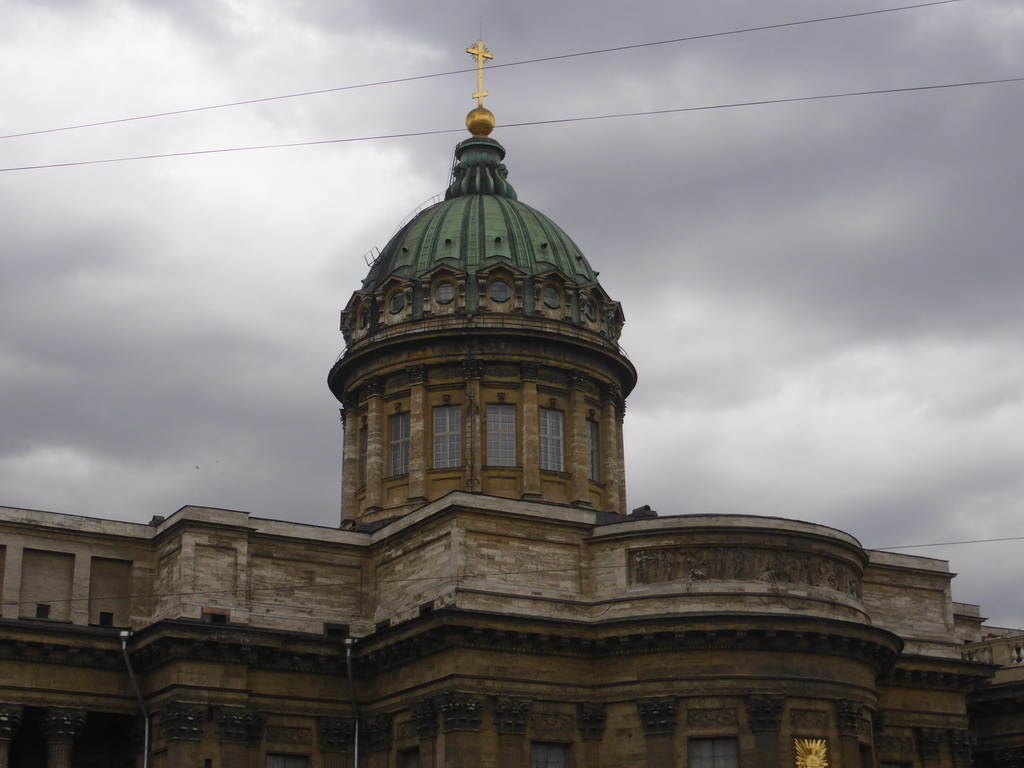 Dome of the Kazan Cathedral, viewed from the taxi from the airport to the city center