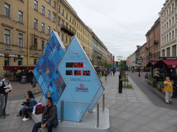 Clock counting down to the Paralympics 2014 in Sochi, at Malaya Konyushennaya Street