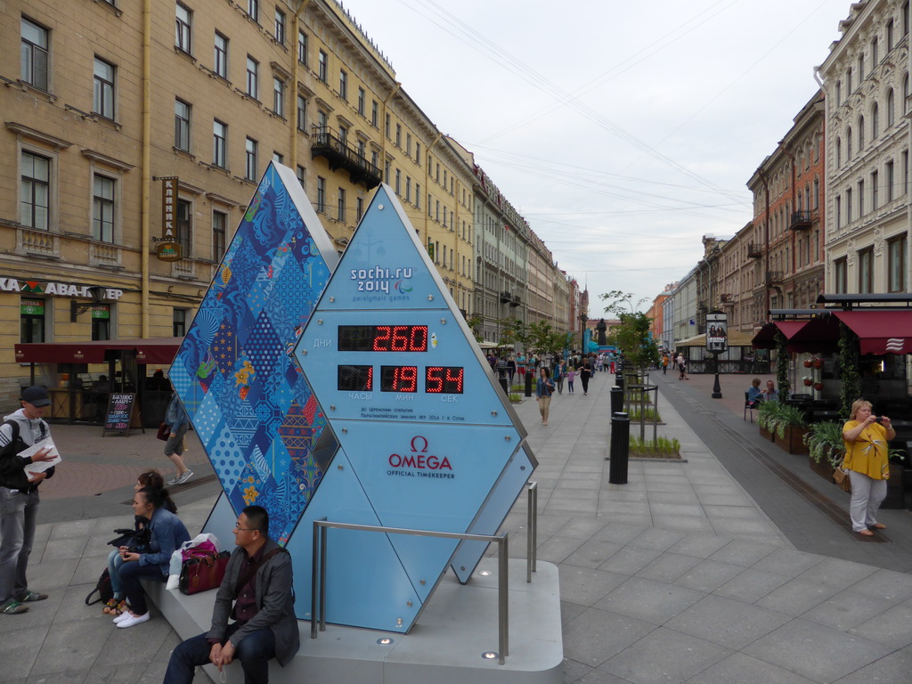 Clock counting down to the Paralympics 2014 in Sochi, at Malaya Konyushennaya Street