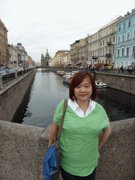 Miaomiao with the Italian Bridge over the Griboedov Canal, and the Church of the Savior on Spilled Blood