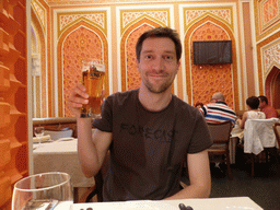 Tim with Nevskoe beer in the Baku restaurant at Sadovaya street