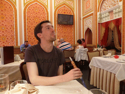 Tim with water pipe in the Baku restaurant at Sadovaya street