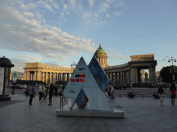 Clock counting down to the Paralympics 2014 in Sochi, at Malaya Konyushennaya Street, with a view on the Kazan Cathedral at Nevskiy Prospekt street