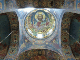 Mosaic of Christ Pantocrator in the central dome of the Church of the Savior on Spilled Blood