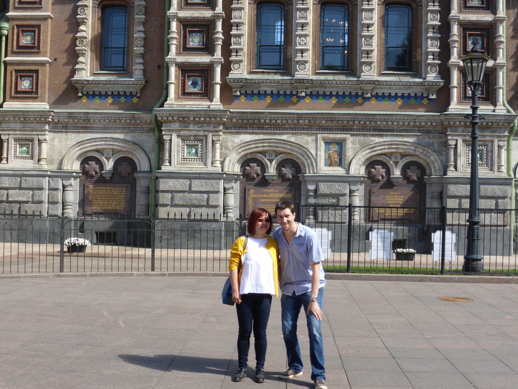 Tim and Miaomiao in front of the south side of the Church of the Savior on Spilled Blood