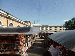 Souvenir market on the north side of the Church of the Savior on Spilled Blood, and Adamini`s House