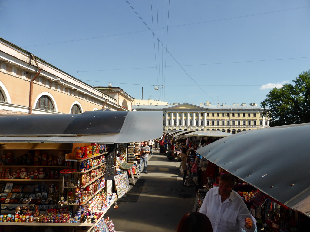 Souvenir market on the north side of the Church of the Savior on Spilled Blood, and Adamini`s House