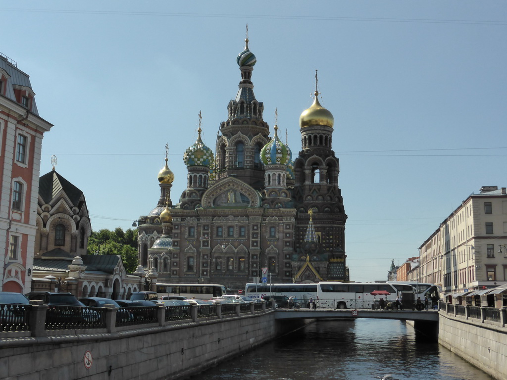 The Novo-Koniushennyi Bridge over the Griboedov Canal, the Church of the Savior on Spilled Blood and the Chapel of the Iberian Icon of the Mother of God