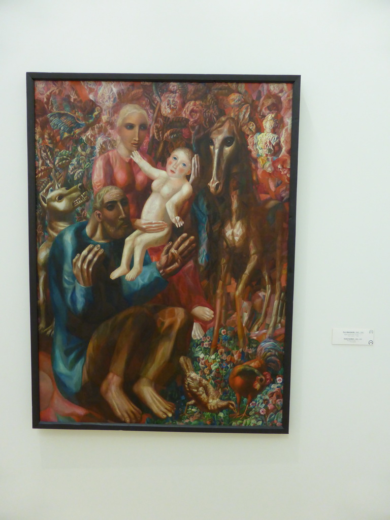 Painting `A Peasant Family (The Holy Family)` by Pavel Filonov, at the Mikhailovsky Palace of the State Russian Museum