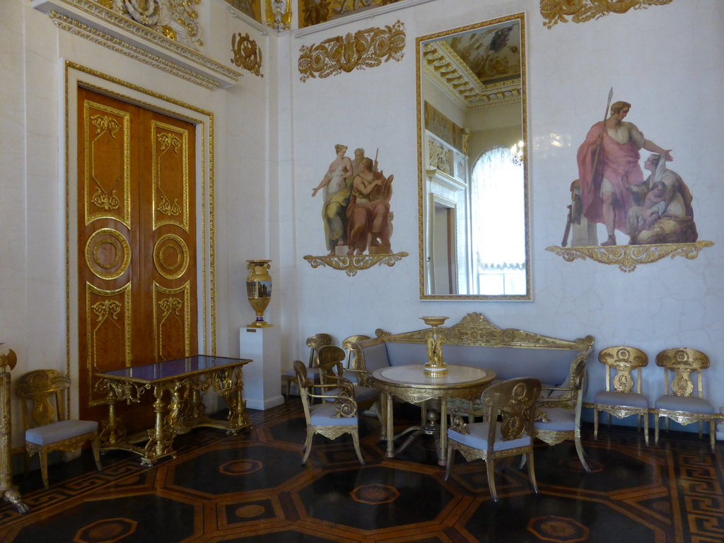 Room with decorated furniture at the Mikhailovsky Palace of the State Russian Museum