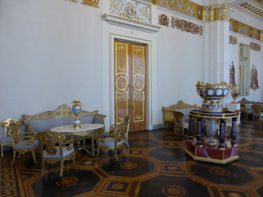 Room with decorated furniture at the Mikhailovsky Palace of the State Russian Museum