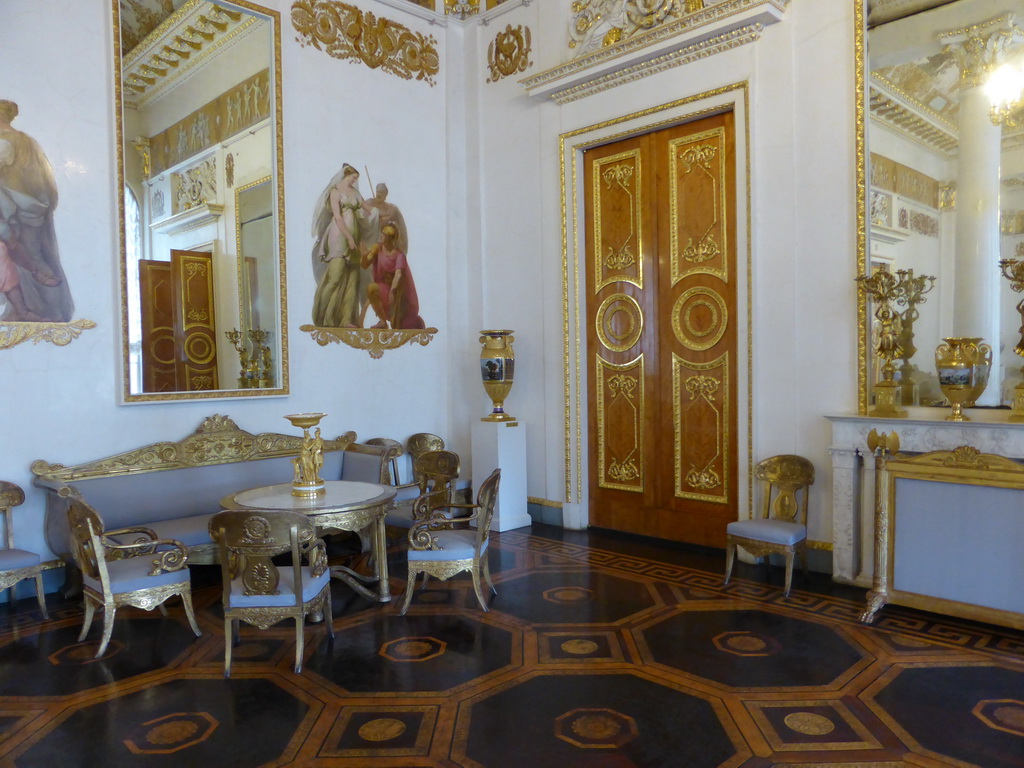 Room with decorated furniture at the Mikhailovsky Palace of the State Russian Museum