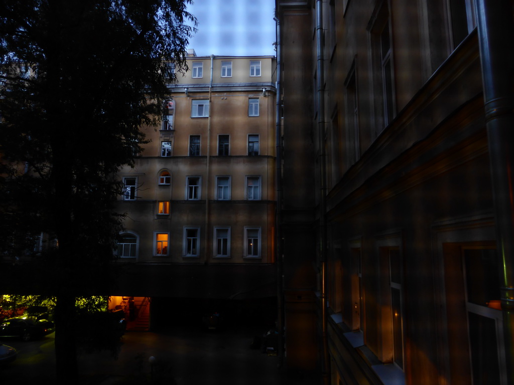 View on the inner square from our room in the By The Hermitage Hotel, at sunset