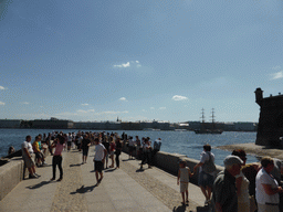 View on the Neva river from the Commandant`s landing at the Peter and Paul Fortress