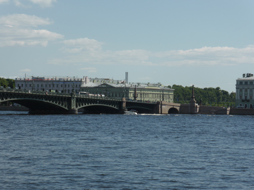 The Troitsky Bridge over the Neva river, viewed from the Ioannovsky Bridge