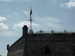 The Flagstaff Tower and the outer wall at the Commandant`s Landing at the Peter and Paul Fortress