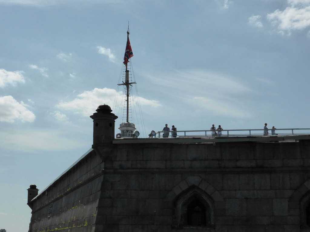 The Flagstaff Tower and the outer wall at the Commandant`s Landing at the Peter and Paul Fortress