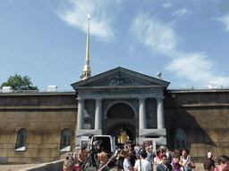 Commandant`s Landing with the Neva Gate and the tower of the Peter and Paul Cathedral at the Peter and Paul Fortress