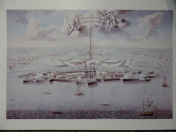 Old drawing of the Peter and Paul Fortress, at the exhibition `History of Peter and Paul Fortress` in the Neva Curtain at the Peter and Paul Fortress