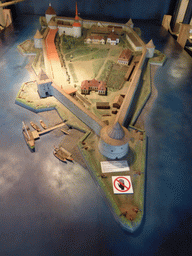 Scale model of the Schlusselburg Fortress Oreshek, at the exhibition `History of the Petersburg - Petrograd` at the Commandant`s House at the Peter and Paul Fortress