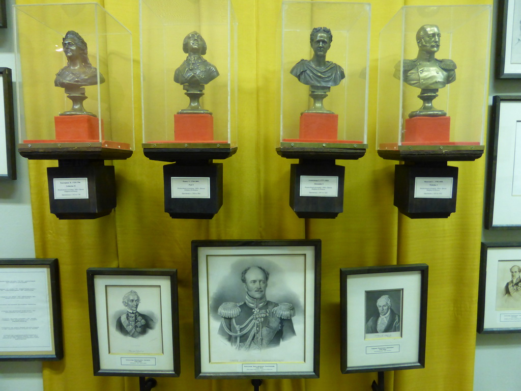 Busts of Russian rulers, at the exhibition `History of the Petersburg - Petrograd` at the Commandant`s House at the Peter and Paul Fortress