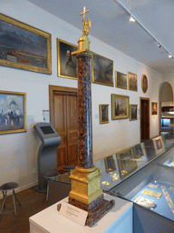 Scale model of the Alexander Column, at the exhibition `History of the Petersburg - Petrograd` at the Commandant`s House at the Peter and Paul Fortress