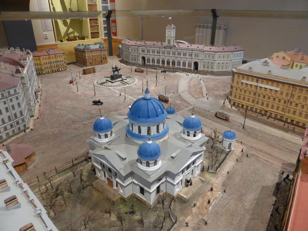 Scale model of Trinity Cathedral and surroundings, at the exhibition `History of the Petersburg - Petrograd` at the Commandant`s House at the Peter and Paul Fortress