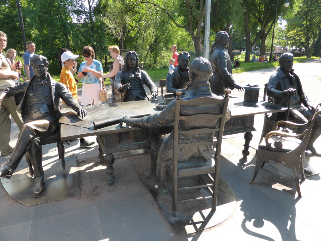 Statues of famous architects, at the Mini-City at Aleksandrovsky Park