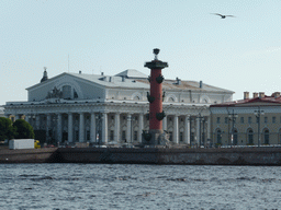 The Neva river, the Old Saint Petersburg Stock Exchange and a Rostral Column