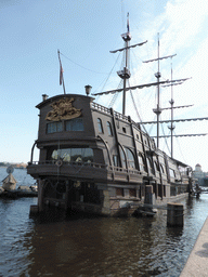 Restaurant boat `The Flying Dutchman` in the Neva river