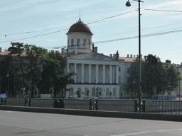 The Birzhevoy bridge over the Neva river and the Pushkin House