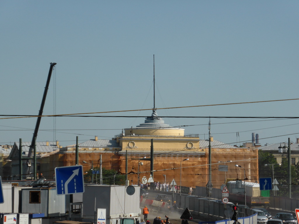 The Palace Bridge and the east side tower of the Admiralty, viewed from the Old Saint Petersburg Stock Exchange